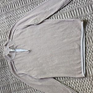 The Normal Brand Tan Quarter-Zip 100% Cotton Pullover | Large